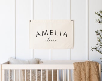 Baby name flag | canvas flag | nursery name sign | custom name banner | boho nursery decor | D7