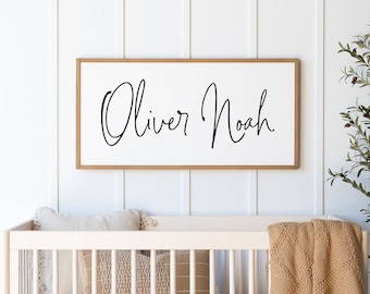 Name Sign For Nursery | Boy Name Sign | Nursery Room Decor | Baby Shower Gift | Wood Framed Sign | Oliver Noah