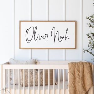 Name Sign For Nursery | Boy Name Sign | Nursery Room Decor | Baby Shower Gift | Wood Framed Sign | Oliver Noah