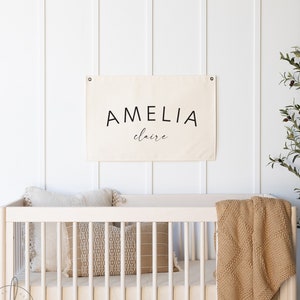 Baby name flag | canvas flag | nursery name sign | custom name banner | boho nursery decor | D7