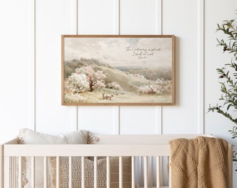 The Lord Is My Shepherd; I Shall Not Want | Framed Wall Art | Nursery Art With Scripture | Nursery Wall Decor | Psalm 23:1 | W22