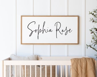 Name Sign For Nursery | Girl Name Sign | Nursery Room Decor | Baby Shower Gift | Wood Framed Sign | Sophia Rose