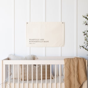 Fearfully And Wonderfully Made | Canvas Flag | Nursery Wall Art | Scripture Nursery Decor | Baby Shower Gift | Psalm 139:14