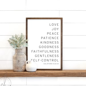 scripture sign | Fruit of the Spirit sign | Galatians 5:22-23 | love, joy, peace sign | Bible verse signs | scripture wall decor