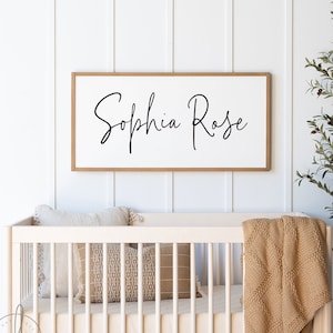 Name Sign For Nursery | Girl Name Sign | Nursery Room Decor | Baby Shower Gift | Wood Framed Sign | Sophia Rose