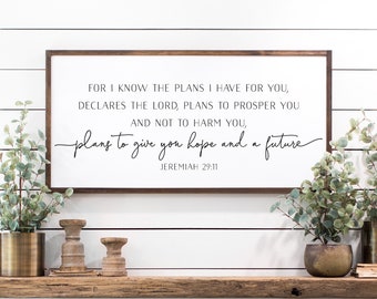 scripture sign | for I know the plans I have for you sign | Jeremiah 29:11 sign | wood sign | scripture wall decor | Bible verse sign