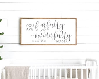 fearfully and wonderfully made sign | Psalm 139:14 | nursery room decor | nursery sign | wood sign | crib sign | sign above crib