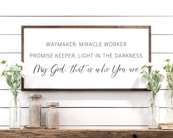 Inspirational sign | Waymaker sign | living room wall decor | waymaker, miracle worker sign | wood sign | worship song sign