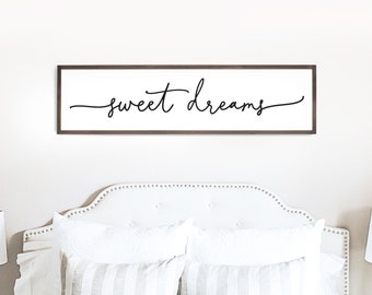 sweet dreams sign | bedroom wall decor | master bedroom decor | wood framed sign | bedroom wall art | master bedroom sign | D2