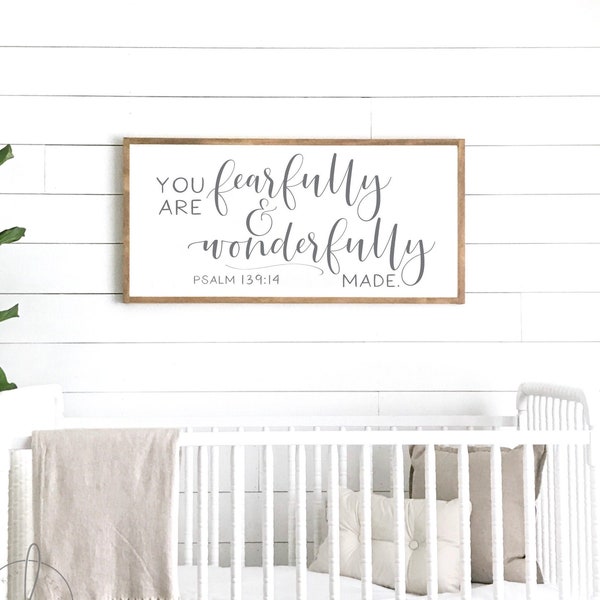 fearfully and wonderfully made sign | Psalm 139:14 | nursery room decor | nursery sign | wood sign | crib sign | sign above crib