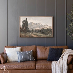 Landscape Wall Art | Mountain Landscape Painting | Vintage Wall Art | Framed Wall Art | Living Room Decor | Vintage Nature Scenery | W38