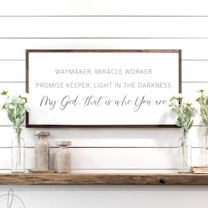 Waymaker sign | living room wall decor | waymaker, miracle worker sign | wood sign | worship song sign