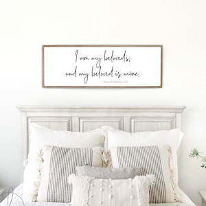Bedroom wall decor | I am my beloved's and my beloved is mine sign | master bedroom sign | scripture bedroom sign | Song of Solomon 6:3