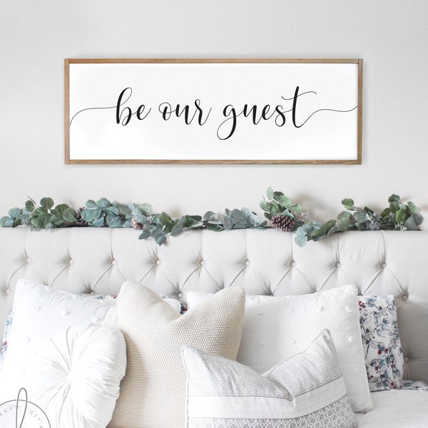 be our guest sign | sign for guest bedroom | guest room wall decor | be our guest wood sign | farmhouse wall decor | farmhouse sign | D2
