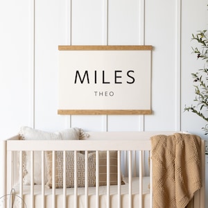 Custom Baby Name | Canvas Tapestry | Personalized Nursery Decor | Baby Gift | Nursery Name Sign | Miles Theo