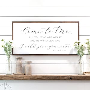 scripture wall decor | Come to Me sign | living room decor| bible verse sign | Matthew 11:28 | bible verse sign