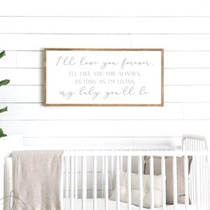 nursery room sign | I'll love you forever sign | nursery room decor | nursery wall decorations | crib sign | sign above crib