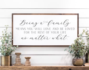 family sign | Being a family means sign | living room wall decor | sign for living room | family wood sign