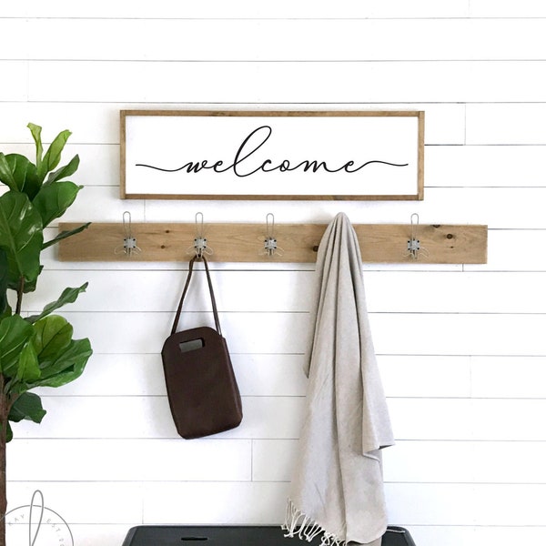 welcome sign | wood framed sign |  welcome decor | home wall art | entryway sign | entryway wall decor