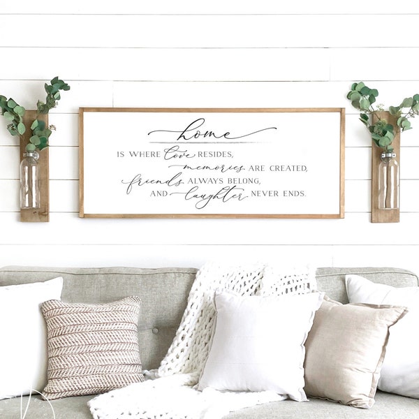 home is where love resides sign | home decor sign | home sign | family room sign | wood signs | farmhouse wall decor