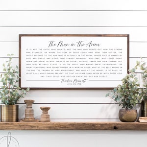 inspirational signs | The Man in the Arena sign | home decor sign | office wall decor | motivational signs | office signs | D1