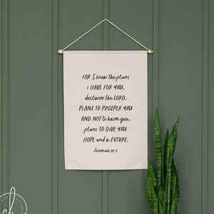 For I Know The Plans I Have For You | Canvas Banner | Christian Wall Art | Jeremiah 29:11 | Bible Verse Wall Art | Christian Wall Decor