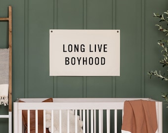 long live boyhood canvas flag | boy room wall decor | canvas flag | kids room artwork | boys bedroom decor | nursery decor