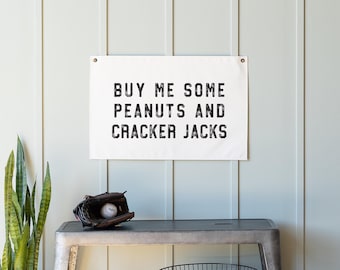 Peanuts Cracker Jacks Sign | Vintage Baseball Decor, Kids Room | 49