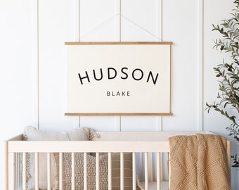 Custom Baby Name | Wall Hanging | Canvas Art | Personalized Baby Gift | Nursery Decor | Hudson Blake