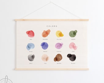 Color Chart | Wall Hanging | Educational Poster | Playroom Wall Art | Classroom Decor | Home School Decor | Kids Room Decor