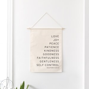 Love Joy Peace | Dowel Rod Canvas | Galatians 5:22-23 | Bible Verse Wall Art | Christian Wall Decor | Living Room Decor | Wall Hanging