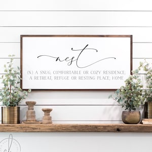 nest definition sign | home wall decor sign | wood signs | farmhouse wall decor | signs for home