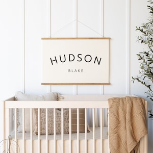 Custom Baby Name | Wall Hanging | Canvas Art | Personalized Baby Gift | Nursery Decor | Hudson Blake