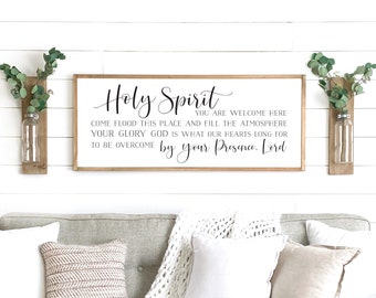 Holy Spirit You are welcome here sign | Scripture signs | living room wall decor | Bible verse sign | Holy Spirit sign | sign for home