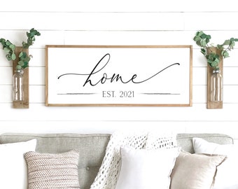 home sign | home established sign | framed wood sign | established family sign | home wall decor