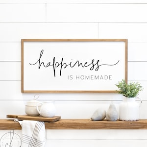 kitchen sign | happiness is homemade sign | wood sign | kitchen wall decor | farmhouse sign | farmhouse kitchen decor