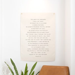 Christian wall art | The Lord is my Shepherd canvas flag | Psalm 23 sign | scripture wall decor | nursery wall decor | neutral flag banner