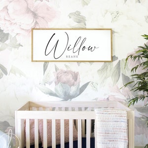 name sign for nursery | baby name sign | nursery room decor | baby shower gift | wood framed sign | neutral nursery decor