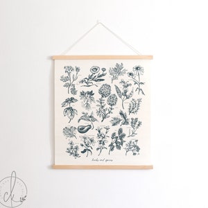 Vintage Herbs | Wall Hanging | Kitchen Wall Decor | Boho Wall Art | Canvas Art