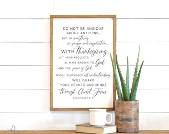 do not be anxious wood sign | Philippians 4 | farmhouse decor | Bible verse sign | scripture wall art | living room decor