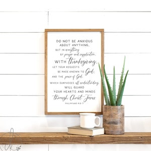 do not be anxious wood sign | Philippians 4 | farmhouse decor | Bible verse sign | scripture wall art | living room decor
