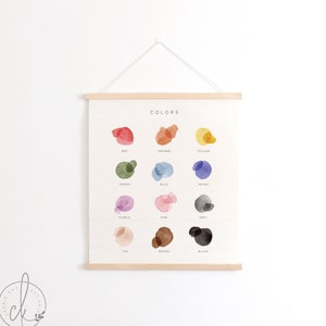 Color Chart | Hanging Canvas | Kids Room Decor | Playroom Wall Decor | Classroom Decor | Homeschool Decor