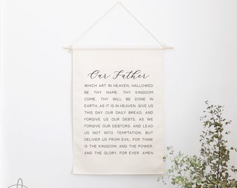 The Lord's Prayer | Dowel Rod Canvas | Bible Verse Wall Art | Christian Wall Decor | Living Room Decor | Kitchen Wall Art
