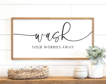 bathroom sign | wash your worries away sign | sign for bathroom | bath sign | bathroom wall decor | bath decor