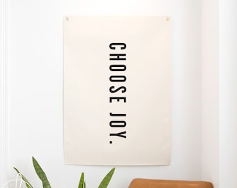Choose joy canvas banner | inspirational wall decor | joy banner | minimalist wall art | inspirational sign
