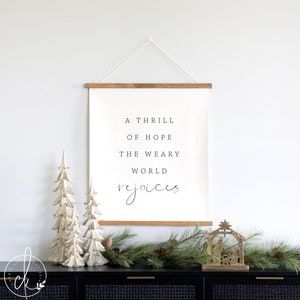 A Thrill Of Hope A Weary World Rejoices | Wall Hanging | Christmas Decor | Farmhouse Decor | Holiday Decor | Christmas Sign