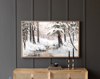 Winter Forest Painting | Snowy Trees Wall Art | Living Room Decor | Christmas Wall Decor | Winter Wonderland Painting | W75