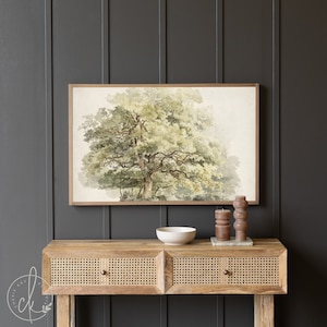 Tree Wall Art | Water Color Painting | Vintage Wall Art | Framed Wall Art | Living Room Decor | Entryway Decor | W48