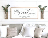 Home sweet home sign wood framed sign home wall decor farmhouse wall decor home sign family name sign