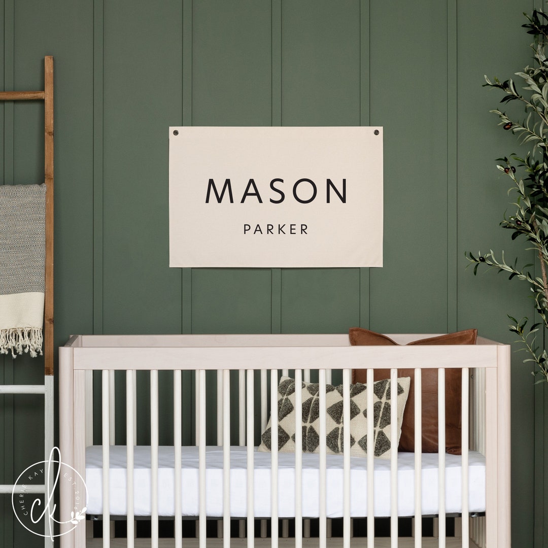Personalized Baby Name Canvas Flag Nursery Name Sign Etsy